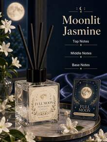 EVODUCK Full Moon Phase Crystal Reed Diffuser 50ml, Moonlight Jasmine Scented Essential Oil Diffuser, Built-In White Crystal, Comes With 4 Fiber Reeds, Aesthetic Moon Style Room Decor, Birthday Gift For Her, Suitable For Bedroom, Bathroom, Desk, Shelf, Small Spaces, Home Decor Gift - Mixed Fragrance - View 7