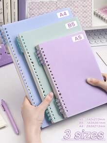 A4 Morandi Macaron Color Loose-Leaf Notebook, Detachable And Replaceable Refill, Comfortable Non-Scratch Hand-Rolled Notebook, Cute Aesthetic Writing Notebook, Suitable For Teenagers, Middle School Students, School, Office, Daily Planning And Notes - Multicolor - View 2