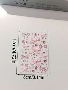 3D Satin Bow Face Gem Stickers, Heart Rhinestone Self Adhesive Eye Body Jewels, Cute Ribbon Bow Face Rhinestone Stickers For Festival Concert Makeup Decor - Multicolor - View 8
