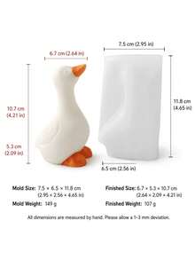 Cute Duck Candle Silicone Mold, Large And Small Sizes Available, Adorable Animal Design 3D Standing Duck Shape Resin Home Desktop Decor, Party Decoration Handmade Plaster Clay Tool, Companion - Duck Mold - View 2