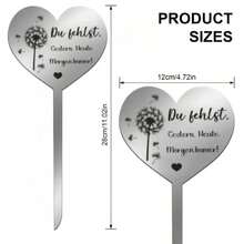 1pc Heart-Shaped Dandelion Pattern Memorial Tombstone - Weather-Resistant Stainless Steel Material, 12x28cm, Engraved With Eulogy, Lawn Display, English Text, Cemetery Decoration, Perfect For Garden Outdoor Decor - A - View 10