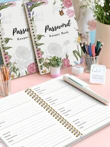 BUBU 1 Password Book English Address Book Phone Book Multi-Function Notebook Hardbound Business Office Notebook With Wrist Strap, 8.5 * 5.5 Inch Password Storage Device, For Internet Login, Website, User Name, Password,Back To School Supplies - Multicolor - View 4