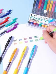 BIA&Tyno Classic Color Gel Pens 10pcs/8pcs/6pcs, 0.5mm/0.7mm Student Highlight Gel Pens, Suitable For Manual Accounting, Hand Drawing, Back To School Gel Pen Set - Sets - View 5