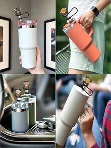 6/3/1pc Highland Cow Silicone Straw Cap Set, Cute Cow-Shaped Straw Top Cover, Fits 30oz And 40oz Handle Tumblers, 10mm Universal Straw Dust Cap, Reusable Dust-Proof Straw Plug, Home Travel School Office Car Daily Drinking Cup Accessories - Multicolor - View 6