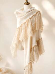 1pc Women's Paisley Pattern Hollowed-Out Lace Lightweight Bohemian Style Cape Shawl With Tassel, Suitable For Strap Dress, Festival Party Matching, Available In Black/White/Red/Green/Blue Valentine's Day Valentines - Cashew Flower - View 16