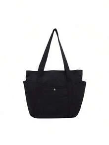 2 Large Capacity Canvas Tote Bags, Multi-Pocket Shoulder Bags, Reusable Shopping Bags, Comfortable Handles, Easy To Carry, Suitable For Daily Use And Gifts, Portable Handbags, Applicable For School, Work, Travel And Shopping - Multicolor - View 14
