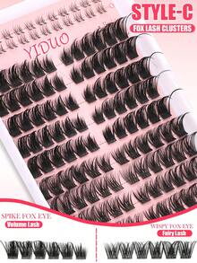 YIDUO 980pcs 6-Style Mixed Cluster Eyelash Extension Set, 80D-300D Pointed Base Dense D Curl Lashes 5-20mm, Includes 2 Bottles Of Adhesive And Sealer, Remover, Tweezers And Brush Complete DIY Set, Suitable For Home Use - Multicolor - View 6