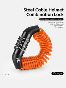 WEST BIKING 1.5m Bicycle Helmet Lock Combination Steel Cable Lock Portable Mini Zinc Alloy Keyless Anti-Theft Lock Scratch-Resistant Rust-Proof Thin Lock Head Suitable For Mountain Bike Road Bike Helmet Lock - Multicolor - View 12