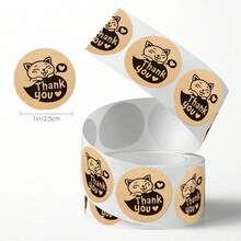 500PCS/Roll Cat Thank You Stickers, Cute Cat Thank You Labels, Handmade/Party Gift Box/Cake Sealing Stickers, 1 Inch Adhesive Labels Suitable For Convenience Store, Supermarket, Cake Shop, Bakery, Milk Tea Shop, Coffee Shop, Thank You For Your Order Stickers - Grateful - View 5