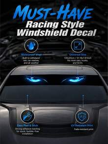 Cool Devil Windshield Banner Car Sticker, Waterproof Sun Protection Car Window Shade Decal, Universal Personalized Vehicle Exterior Modification Accessory - A - View 5