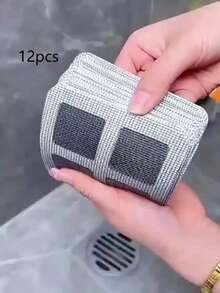 12pcs Bathroom Drain Hair Catcher, Drain Filter Cover Stickers, Shower Drain Clog Stopper, Silicone Hair And Insect Filter, Anti-Cockroach And Insect Tool, Suitable For Bathroom, Bathtub And Sink Drain, Household Anti-Clog Gadget - Silver - View 12