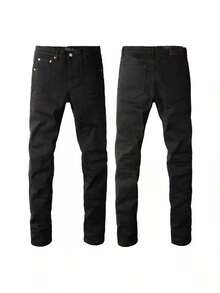 PURP JEANS Men's Black Stretch Slim Fit Jeans - Summer Casual Comfortable Skin-Friendly Style - K36 - 查看 1