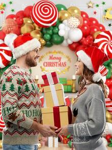 158 Piece Christmas Balloon Arch Set, Red Green White Gold Balloon Arch Set, Including Large Cane Candy Vortex Aluminum Foil Balloons, Christmas Party Decoration, Suitable For Christmas Parties - Christmas Balloon Set - View 3