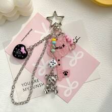 Cute Bear Heart Keychain, Bear Phone Charm, Tassel Bag Pendant, Girly Backpack Charm - Multicolor - View 2