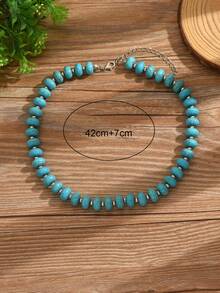 1pc Luxury Heavy-Feel Western Style Necklace With Turquoise Decor, Fashionable Versatile Collarbone Chain Jewelry For Women, Suitable For Daily Wear, Dates, Parties And Music Festivals - Multicolor - View 4