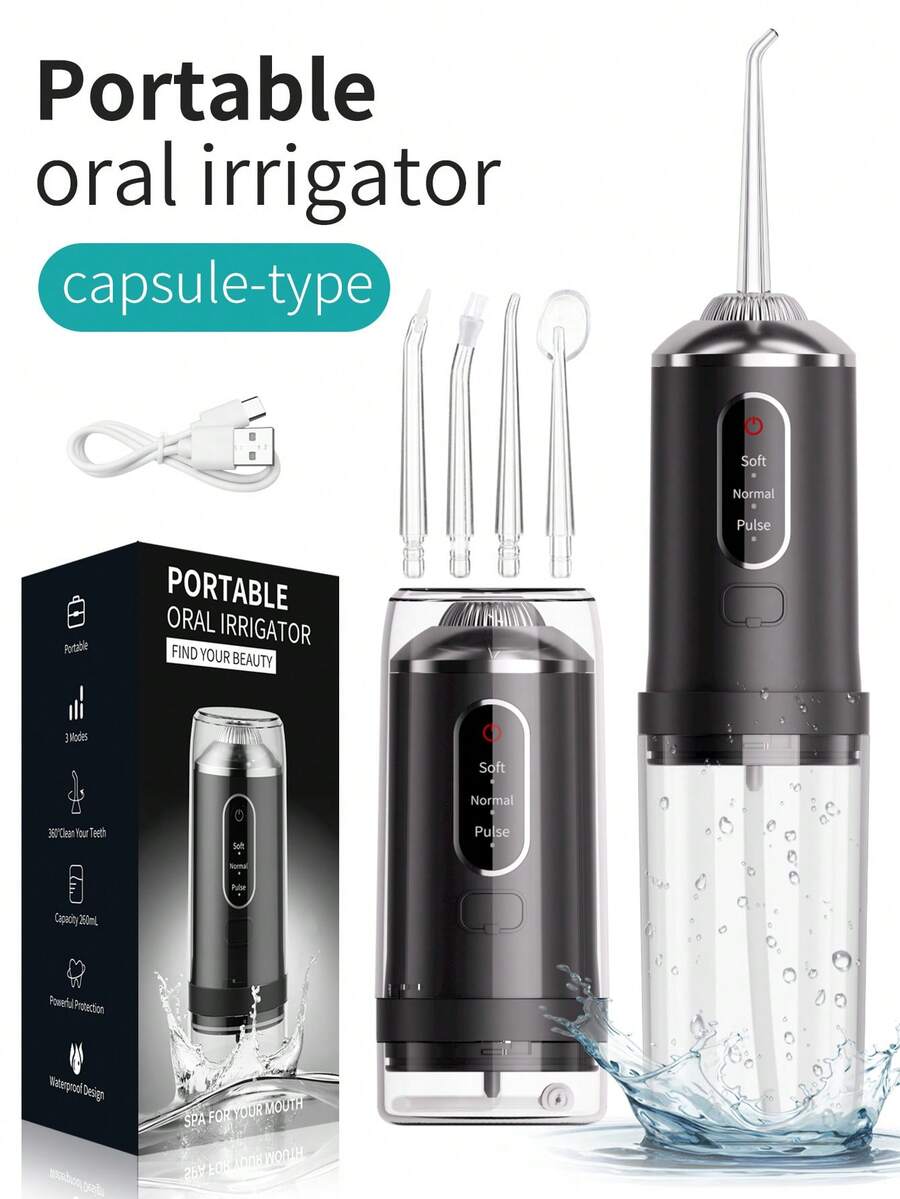 Portable Water Flosser, 3-Level Intensity Professional Electric Floss Cleaner, Suitable For Sensitive Gums, Braces And Orthodontics, 30-Day Battery Life Wireless Cordless - 彩色 - 查看 1