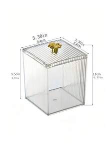 Dust Proof Acrylic Cosmetic Storage Box High Transparency Sealed With Lid Swab Box For Dorm Household Apartment Bathroom Countertop Decorative Storage Organizer Clear Glance Chic Luxury Texture Gift For Ladies Cosmetic Lovers On Birthday - Multicolor - View 5