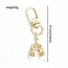 5pcs Minimalist Ballet Shoes Pendant With Rhinestone Decor, Lipstick Bag Accessory, Cute Car Key Chain Keychain - Multicolor - View 6