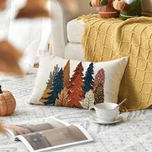 1 buah Sarung Bantal Motif Daun Oranye Musim Gugur, Sempurna untuk Dekorasi Sofa Musim Gugur dan Musim Panen Thanksgiving, Satu Sisi, Tidak Termasuk Isian Bantal - Krem - View 5