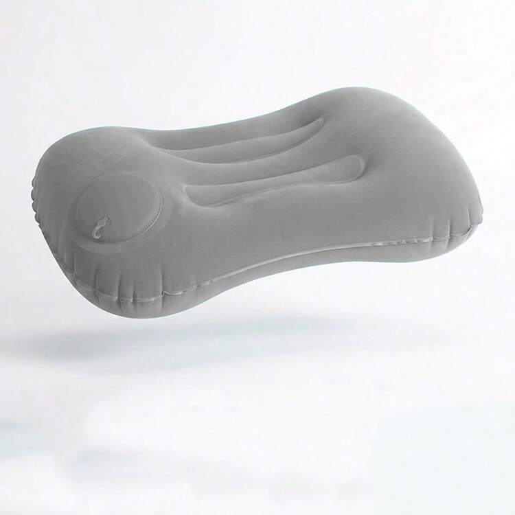 1pc Multifunctional Inflatable Pillow For Travel, Home, Work, And Camping Foldable And Portable Press Type Neck Pillow For Comfortable Sleep Anywhere - Grey - View 8