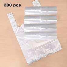 50/100/200pcs White Transparent Plastic T-Shirt Grocery Bags, Plastic Portable Shopping Bags, Multi-Functional Supermarket Shopping Bags, Vest Bags, Takeout Bags, Disposable Bags, Plastic Bags - White - View 5