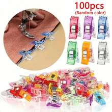 Juego de clips de costura, clips de resorte fuertes de plástico transparente premium a prueba de óxido, clips de fijación de tela sin daños con caja de almacenamiento transparente, clips de acolchado reutilizables, adecuados para sastrería, confección de prendas, bordado, patchwork DIY, manualidades de costura para principiantes - Varios estilos - Ver 13