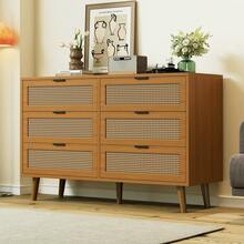 Sideboard With 6 Drawers – Wood Finish, Industrial Style - Walnut - View 8