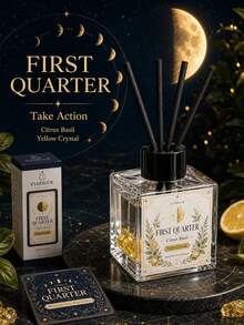 EVODUCK ناشر عطر بقصبات كريستالية على شكل هلال 50 مل، زيت عطري من الحمضيات والريحان، يحتوي على كريستال أصفر، يأتي مع 4 قصبات ألياف، ديكور غرفة جميل على شكل هلال، هدية عيد ميلاد لها، عطر للمساحات الصغيرة في غرفة النوم والحمام والمكتب والرف، هدية ديكور المنزل - عطر متنوع - مشاهدة 4