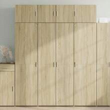 vidaXL Tall Cabinet, Light Oak Khaki, 80x42.5x225 Cm, Engineered Wood, Tall Cabinet, Side Cabinet, Bathroom Cabinet, Tall Cabinets, Side Cabinets, Tall Bathroom Cabinet - Light Oak Khaki - View 1