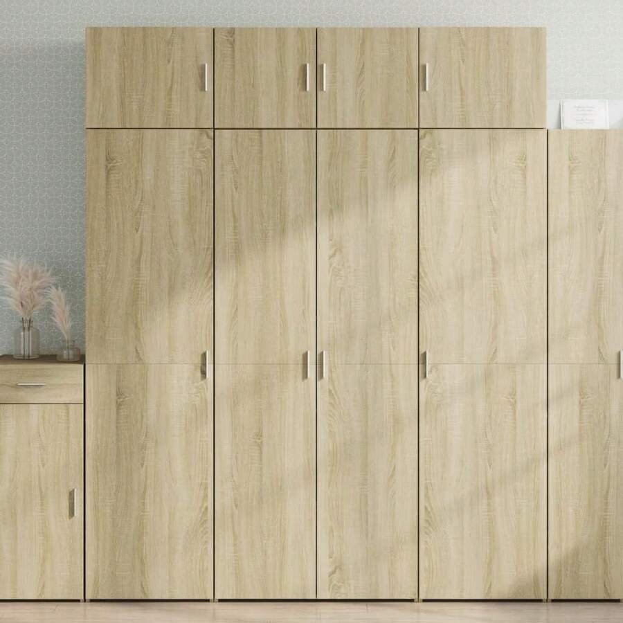 vidaXL Tall Cabinet, Light Oak Khaki, 80x42.5x225 Cm, Engineered Wood, Tall Cabinet, Side Cabinet, Bathroom Cabinet, Tall Cabinets, Side Cabinets, Tall Bathroom Cabinet - Light Oak Khaki - View 1