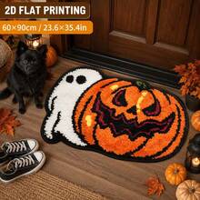 1pc Halloween Pumpkin Ghost Doormat, Home Decor, Area Rug, Casual Blanket, Bedside Rug, Absorbent Mat, Washable Carpet - Multicolor - View 2