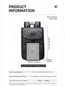 Fashion Minimalist Solid Color PU Backpack - Black - View 2