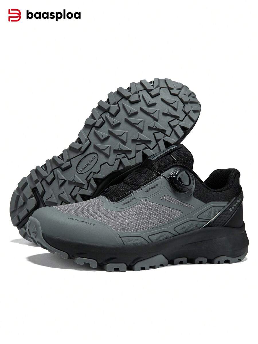 baasploa 1 Pair Men Rotating Buckle Outdoor Hiking Boots, Lightweight Anti-Slip Design. Mesh Breathable Style For Spring & Summer, Oxford Cloth Version For Autumn & Winter, Perfect For Camping, Mountain Hiking Trips
