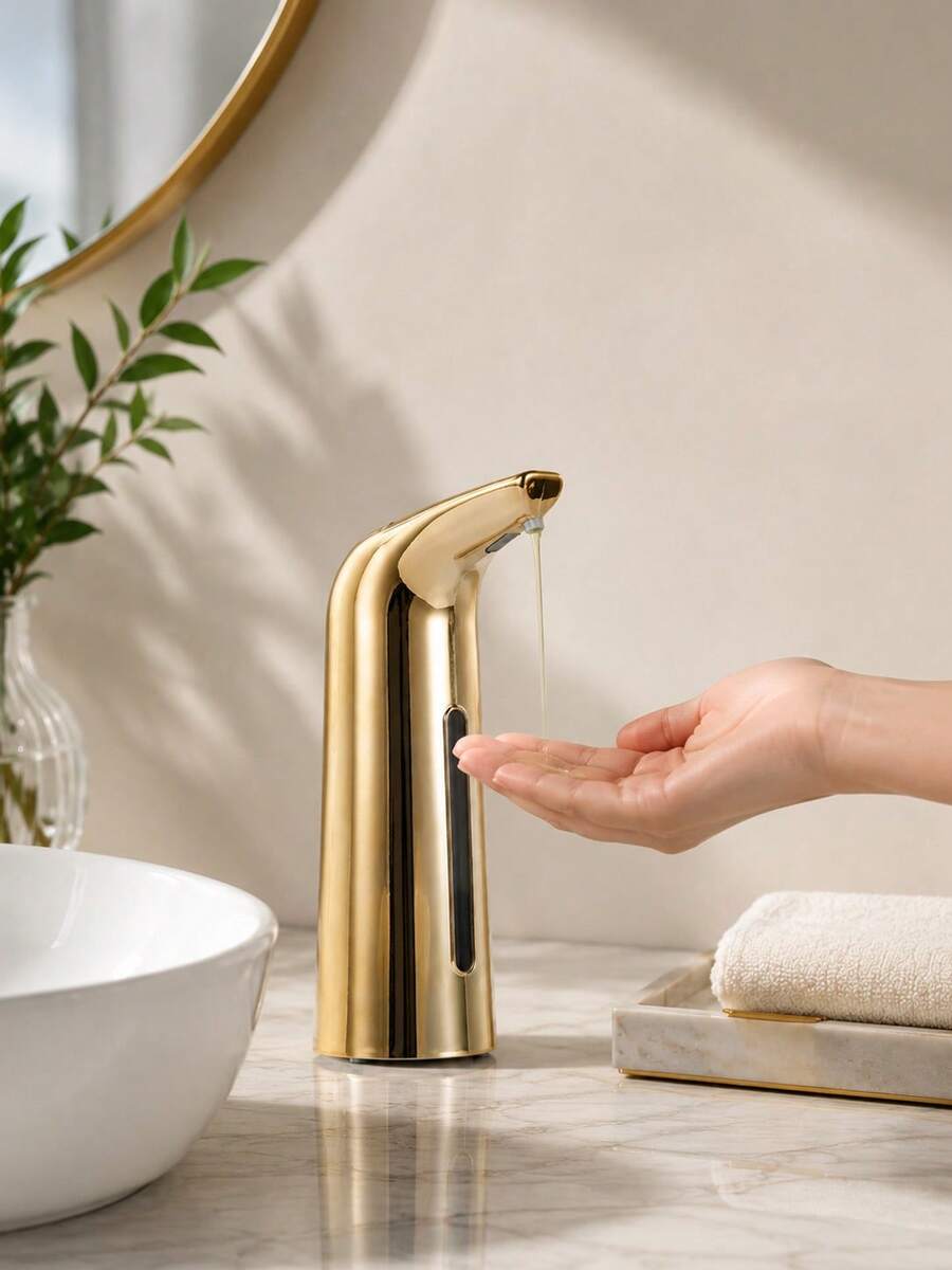 1件自動感應皂液器，400/200ml免觸摸皂液器附防水底座，自動出液無需按壓，適用於廚房、浴室、飯店、浴室收納與整理、居家裝飾、返校家居用品、聖誕禮物！