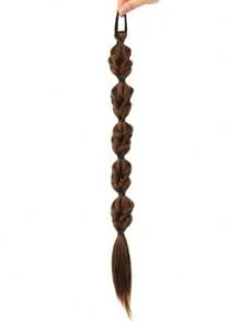 2 piezas Extensiones de cabello de cola de caballo trenzada larga sintética de 20 pulgadas en negro/marrón/dorado con banda elástica para uso diario de mujeres - Multicolor - Ver 15