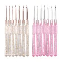 7 PCS Aluminum Crochet Hooks Set (2.0-5.0mm) With Colorful Clear Handles For Yarn Knitting DIY Hats Scarves Amigurumi Crafts - A - View 1