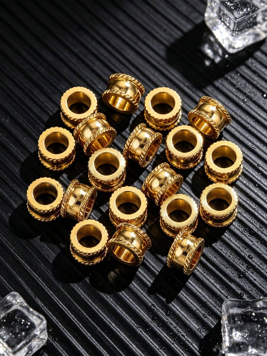 20顆 4/6/8/10mm 不鏽鋼大孔鬆散隔珠,適用於手鍊項鍊DIY珠寶手工配件 - 彩色 - 查看 1