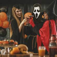 Fun World Screaming Mask Ghost Mask With Cape, Funny Horror Version Halloween Horror Silicone Mask, Christmas Holiday Gift - View 8