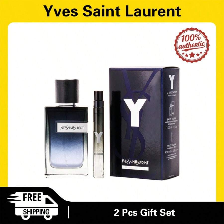 Yves Saint Laurent Gift Set YSL Y Men Eau De Parfum Spray 100ml & Mini 10ml Aromatic Notes Men's Perfume Authentic Original Product Long-Lasting Fragrance - 禮盒組 1 - 查看 1