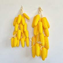 1pc Artificial Vegetable Hanging Decor, Realistic Fruit String, Vegetable String, Realistic Garlic Slices And Chili Pepper Slices, Strung With Jute Rope, Durable PS Plastic Farmhouse Halloween Decoration, Traditional Home Outdoor Holiday Ornament - Multicolor - View 3