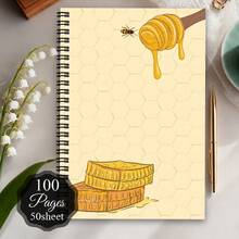 A5 Notebook With Cute Bee And Flower Pattern, Fresh Illustration Style, Student Classroom Notebook, Stationery, Creative Diary, Journal - One Book (50 Pages, 100 Pages) - View 4