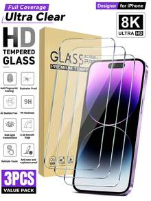 3片裝強化玻璃螢幕保護貼，相容 iPhone 18、17、16、15、14、13、12、11、XR、XS、X、7、8，防爆、防碎、防刮、防水，智慧型手機強化玻璃膜 - 無色 - 查看 26