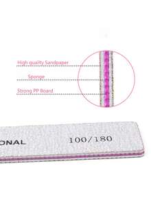 3Pcs Professional Rectangular Nail Files Double-Sided Grinding Nail Sandpaper Beauty Tools 100/180 - Light Grey - View 5