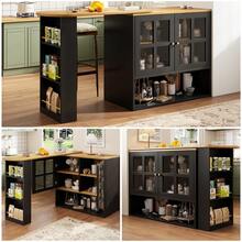 360° Rotating Sideboard, Modern, Multifunctional For Living Room/Dining Room - 黑色 - 查看 1