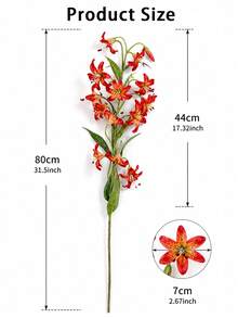 3/6Pcs Simulation Curly Petal Lily Fake Flowers, Curly Petal Faux Lily Bouquet, Fake Floral Arrangement For Home Dining Table Decor, Wedding Party & Hat DIY Craft Decor, Home Dining Table & Party Decor Arrangement - Red-orange - View 2
