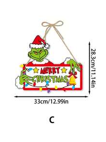 The Grinch 1件吊飾裝飾道具，適用於居家裝飾、門把掛飾、聖誕氛圍道具 - 彩色 - 查看 12