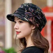 Nouveau chapeau à fleurs torsadées pour femmes, style coréen polyvalent, bord souple, chaud pour l'automne/l'hiver, chapeau de maman, protection solaire, pare-soleil, chapeau en tissu, mode, fleurs, dessus plat, canard - Casquette enfant à fleurs - Voir 10