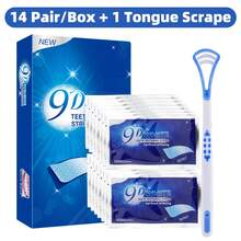9D Teeth Whitening Strips 5D Teeth Whitening Non-Sensitive 7/14/21/28/42 Pairs White Whitening Strips Improve Yellow Teeth Caused By Coffee And Tea Stains Home Teeth Whitening Kit - 藍色 - 查看 10