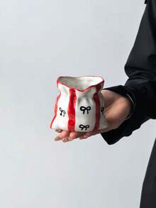 1PC Creative Handmade Fabric Bag Coffee Cup, Ceramic Material, -Style Handmade Artistic Hand-Held Mug, Mug, Cute Bow|Heart Element, Commercial Dessert Cup, Tea Cup, Ideal Choice For Coffee - Fun Birthday And Holiday Gift - Multicolor - View 18