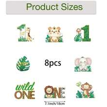 8pcs Paper Jungle Adventure Animal Party Decorations - Hanging Spiral Decor & Room Decoration Set, Suitable For Jungle Theme Party Birthday Supplies (White) Ribbon - Multicolor - View 2